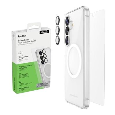 Belkin ScreenForce Titan 3 in 1 Beschermingsbundel voor Samsung Galaxy S26, Krasbestendige Screenprotector, Schokbestendig Telefoonhoesje, Reflectiewerende Cameralens Beschermer Valbescherming Belkin ScreenForce Titan 3 in 1 Beschermingsbundel voor Samsung Galaxy S26, Krasbestendige Screenprotector, Schokbestendig Telefoonhoesje, Reflectiewerende Cameralens Beschermer Valbescherming