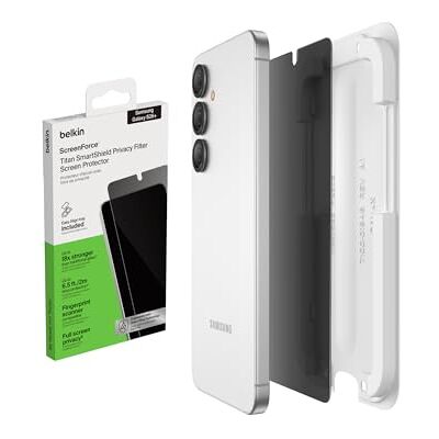 Belkin ScreenForce Titan SmartShield Privacy Screenprotector voor Samsung Galaxy S26+, Krasbestendig, Val- en Stootbescherming, Vingerafdrukwerend, Ultradun, met Frame voor Luchtbelvrije Bevestiging Belkin ScreenForce Titan SmartShield Privacy Screenprotector voor Samsung Galaxy S26+, Krasbestendig, Val- en Stootbescherming, Vingerafdrukwerend, Ultradun, met Frame voor Luchtbelvrije Bevestiging