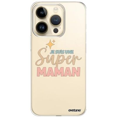 Evetane Siliconen hoesje compatibel met iPhone 14 Pro 360 bescherming rondom, dun en transparant Voor achterkant Hoge sterkte Ik ben een Super Mama Evetane Siliconen hoesje compatibel met iPhone 14 Pro 360 bescherming rondom, dun en transparant Voor achterkant Hoge sterkte Ik ben een Super Mama