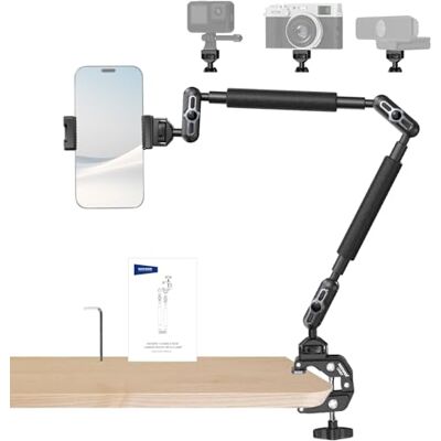 NEEWER 22" Magic Arm w Klem, Overhead Bureau Camera Telefoon Mount w Dual Ball Head Articulerende Arm, 1/4" 3/8" Draden voor ARRI, Telefoonhouder Compatibel met iPhone DSLR Action Camera Video Licht, NEEWER 22" Magic Arm w Klem, Overhead Bureau Camera Telefoon Mount w Dual Ball Head Articulerende Arm, 1/4" 3/8" Draden voor ARRI, Telefoonhouder Compatibel met iPhone DSLR Action Camera Video Licht,