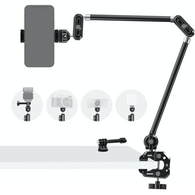 NEEWER Articulating Magic Arm UA056 Articulating Magische arm met Super Clamp/Action Cam Mount/Mobiele Telefoonhouder, Overhead Camera Tafelhouder Mic Boom Statief, compatibel met GoPro iPhone DSLR NEEWER Articulating Magic Arm UA056 Articulating Magische arm met Super Clamp/Action Cam Mount/Mobiele Telefoonhouder, Overhead Camera Tafelhouder Mic Boom Statief, compatibel met GoPro iPhone DSLR