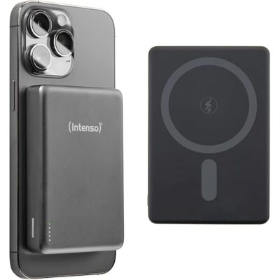 Intenso MW10000 Magnetische powerbank, 10.000 mAh, compatibel met MagSafe, draadloos opladen 15 W, USB-C PD 20 W, voor iPhone en Android, getest in Duitsland, grijs Intenso MW10000 Magnetische powerbank, 10.000 mAh, compatibel met MagSafe, draadloos opladen 15 W, USB-C PD 20 W, voor iPhone en Android, getest in Duitsland, grijs