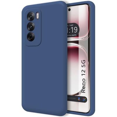 Tumundosmartphone Ultrazachte vloeibare siliconen hoesje voor Oppo Reno 12 5G, donkerblauw Tumundosmartphone Ultrazachte vloeibare siliconen hoesje voor Oppo Reno 12 5G, donkerblauw