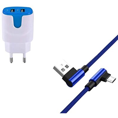Shot Case Pak voor Gionee F9 Plus Smartphone Micro USB-kabel 90 graden snel opladen + dubbel stopcontact, kleur: blauw Shot Case Pak voor Gionee F9 Plus Smartphone Micro USB-kabel 90 graden snel opladen + dubbel stopcontact, kleur: blauw