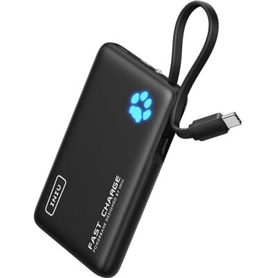 INIU 45 W powerbank, 10.000 mAh powerbank met geïntegreerde USB-C-kabel, mini-formaat, snel opladen, externe mobiele telefoonbatterijen, USB C in & out, klein maar sterk, voor iPhone 17, 16, 15, 14 INIU 45 W powerbank, 10.000 mAh powerbank met geïntegreerde USB-C-kabel, mini-formaat, snel opladen, externe mobiele telefoonbatterijen, USB C in & out, klein maar sterk, voor iPhone 17, 16, 15, 14