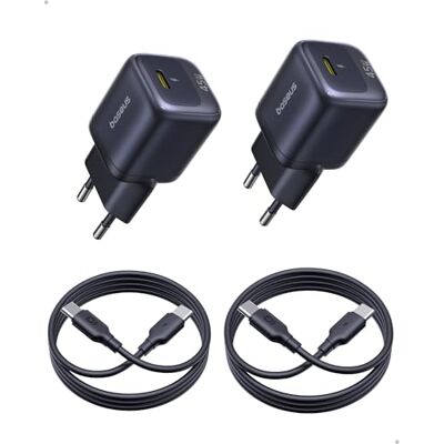 Baseus 45W USB-C Oplader, 2-Pack GaN Snellader, PPS PD Adapter voor iPhone 17/16/15 Pro Max, Samsung Galaxy S25 Ultra/S24, iPad, MacBook, Pixel (Inclusief 1 m USB-C-kabel) Baseus 45W USB-C Oplader, 2-Pack GaN Snellader, PPS PD Adapter voor iPhone 17/16/15 Pro Max, Samsung Galaxy S25 Ultra/S24, iPad, MacBook, Pixel (Inclusief 1 m USB-C-kabel)