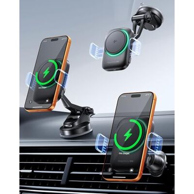 INIU Qi2 Draadloze autolader, 15 W, draadloos snel opladen, ultra magneet, oplader voor telefoon auto met metalen haken, handen vrij voor iPhone 17 16 15 14 13 12 Pro Max Air etc INIU Qi2 Draadloze autolader, 15 W, draadloos snel opladen, ultra magneet, oplader voor telefoon auto met metalen haken, handen vrij voor iPhone 17 16 15 14 13 12 Pro Max Air etc
