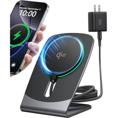 INIU Mag-Safe Draadloze iPhone-oplader, 15 W, Qi2-gecertificeerd, snellaadstation, magnetisch en mobiele telefoonhouder, Mag-Safe draadloze oplader voor iPhone 17 16 15 14 13 Pro Max Mini AirPods 4 3 Magnetisch, ventilator, intelligente bescherming, laa INIU Mag-Safe Draadloze iPhone-oplader, 15 W, Qi2-gecertificeerd, snellaadstation, magnetisch en mobiele telefoonhouder, Mag-Safe draadloze oplader voor iPhone 17 16 15 14 13 Pro Max Mini AirPods 4 3 Magnetisch, ventilator, intelligente bescherming, laa
