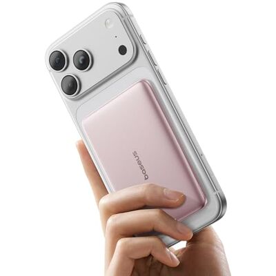 Baseus Picogo AM41 Power Bank, Ultra Slim 5000 mAh Magsafe Powerbank, PD 20 W snel opladen, draagbaar, mini draadloze magnetische externe batterij met USB C-kabel voor iPhone 16/15/14/13/12, Roze Baseus Picogo AM41 Power Bank, Ultra Slim 5000 mAh Magsafe Powerbank, PD 20 W snel opladen, draagbaar, mini draadloze magnetische externe batterij met USB C-kabel voor iPhone 16/15/14/13/12, Roze