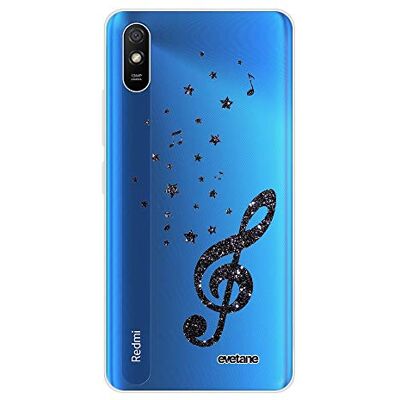 Evetane Beschermhoes, compatibel met Xiaomi Redmi 9A, zacht, siliconen, robuust, ultradun, beschermhoes, transparant, muzieknoot motief Evetane Beschermhoes, compatibel met Xiaomi Redmi 9A, zacht, siliconen, robuust, ultradun, beschermhoes, transparant, muzieknoot motief