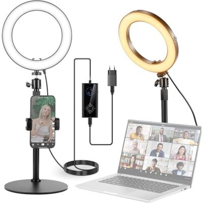 NEEWER 8" tafelringlicht 18W met hoog vermogen, statief en telefoonhouder, Circle Selfie-ringlicht compatibel met iPhone voor streaming, vlog, videoconferenties, laptop, computer en Zoom Call, RH8B NEEWER 8" tafelringlicht 18W met hoog vermogen, statief en telefoonhouder, Circle Selfie-ringlicht compatibel met iPhone voor streaming, vlog, videoconferenties, laptop, computer en Zoom Call, RH8B