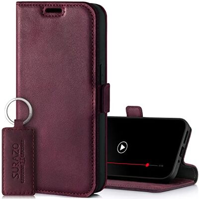SURAZO Slim magnetische telefoonhoes voor Xiaomi 13 Ultra, klaphoes van leer, inklapbaar, echt leer met kaartenvak, RFID-bescherming, flipcase, portemonneehoes, bordeauxrood SURAZO Slim magnetische telefoonhoes voor Xiaomi 13 Ultra, klaphoes van leer, inklapbaar, echt leer met kaartenvak, RFID-bescherming, flipcase, portemonneehoes, bordeauxrood