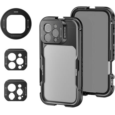 NEEWER 16 Pro Max Cage, video-stabilisator voor telefoon, compatibel met iPhone 16 Pro Max met filteradapter, 67 mm, backplate lens 17 mm, lensadapter T-mount, compatibel met Moment, PA074 NEEWER 16 Pro Max Cage, video-stabilisator voor telefoon, compatibel met iPhone 16 Pro Max met filteradapter, 67 mm, backplate lens 17 mm, lensadapter T-mount, compatibel met Moment, PA074