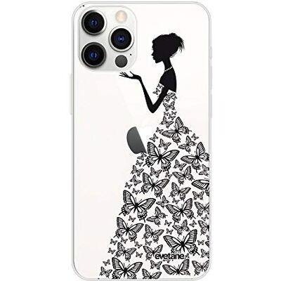 Evetane Beschermhoes compatibel met iPhone 12/12 Pro, zachte siliconen, robuust, ultradun, transparant, silhouet vlinders, trendy motief Evetane Beschermhoes compatibel met iPhone 12/12 Pro, zachte siliconen, robuust, ultradun, transparant, silhouet vlinders, trendy motief