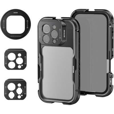 NEEWER 16 Pro Cage, videostabilisator voor telefoon, compatibel met iPhone 16 Pro met 67 mm filteradapter, achterplaat voor 17 mm lens, T-mount lensadapter compatibel met Moment, PA073 NEEWER 16 Pro Cage, videostabilisator voor telefoon, compatibel met iPhone 16 Pro met 67 mm filteradapter, achterplaat voor 17 mm lens, T-mount lensadapter compatibel met Moment, PA073