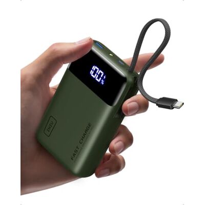 INIU Power Bank 20000mAh, Klein 45W PD Snel Opladen Externe Batterij met Geïntegreerde USB C Kabel, Vliegveilig Reizen Powerbank voor iPhone 18 17 16 Pro Max Samsung S26 Xiaomi iPad, Groen INIU Power Bank 20000mAh, Klein 45W PD Snel Opladen Externe Batterij met Geïntegreerde USB C Kabel, Vliegveilig Reizen Powerbank voor iPhone 18 17 16 Pro Max Samsung S26 Xiaomi iPad, Groen