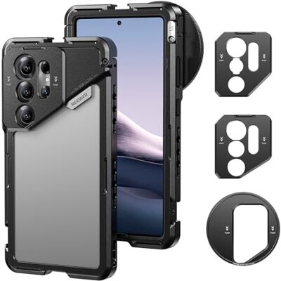 NEEWER S25 Ultra telefoonhouder, mobiele video-installatie telefoonstabilisator met 67 mm filteradapter, 17 mm lens backplate, T-mount lensadapter, compatibel met Samsung Galaxy Moment T-serie lenzen NEEWER S25 Ultra telefoonhouder, mobiele video-installatie telefoonstabilisator met 67 mm filteradapter, 17 mm lens backplate, T-mount lensadapter, compatibel met Samsung Galaxy Moment T-serie lenzen