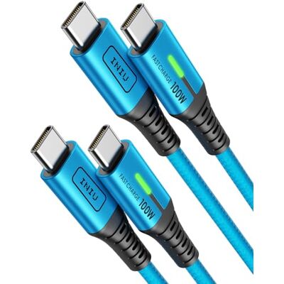 INIU USB C naar USB C-kabel, 100 W, 2 stuks, 2 m, blauw, snellaadkabel PD 5A QC 4.0 type C nylon voor iPhone 15 Pro MacBook Pro 2020 Samsung S22 Ultra iPad Air Pixel 7 Huawei P30 Steam Deck Nylon gevlochten, USB-C naar C oplaadkabel datakabel USB-C voor INIU USB C naar USB C-kabel, 100 W, 2 stuks, 2 m, blauw, snellaadkabel PD 5A QC 4.0 type C nylon voor iPhone 15 Pro MacBook Pro 2020 Samsung S22 Ultra iPad Air Pixel 7 Huawei P30 Steam Deck Nylon gevlochten, USB-C naar C oplaadkabel datakabel USB-C voor