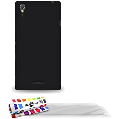 MUZZANO originele "Le Pearls" stijve case voor Sony Xperia T3 met 3 ultra-heldere schermbeschermers zwart MUZZANO originele "Le Pearls" stijve case voor Sony Xperia T3 met 3 ultra-heldere schermbeschermers zwart