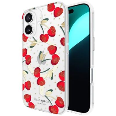 kate spade new york iPhone 16 Hoesje Compatibel met MagSafe Designer Telefoonhoes Cherry Dot Gems kate spade new york iPhone 16 Hoesje Compatibel met MagSafe Designer Telefoonhoes Cherry Dot Gems