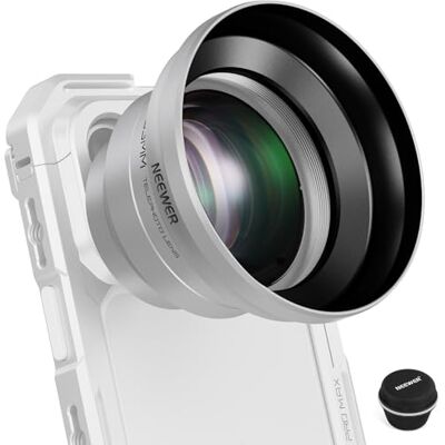 NEEWER 65 mm HD-telefoonlenzen met lenskap (zilver), 1,7-voudige zoomlens accessoires voor 17 mm schroefdraad, beweegbare kooi en beschermhoes, compatibel met iPhone en Android, LS-66 NEEWER 65 mm HD-telefoonlenzen met lenskap (zilver), 1,7-voudige zoomlens accessoires voor 17 mm schroefdraad, beweegbare kooi en beschermhoes, compatibel met iPhone en Android, LS-66