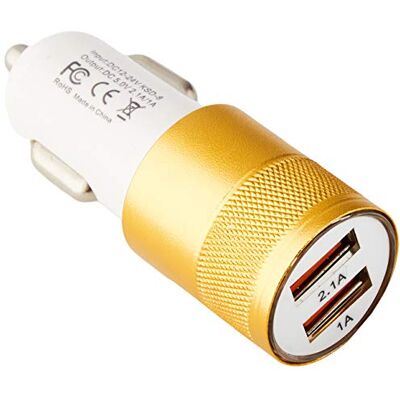 Shot Case USB-adapter voor sigarettenaansteker voor Xiaomi Redmi Note 6, dubbel, 2 poorten, autolader, goudkleurig Shot Case USB-adapter voor sigarettenaansteker voor Xiaomi Redmi Note 6, dubbel, 2 poorten, autolader, goudkleurig