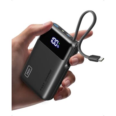 INIU Power Bank 20000mAh, Klein 45W PD Snel Opladen Externe Batterij met Geïntegreerde USB C Kabel, Vliegveilig Reizen Powerbank voor iPhone 17 16 Pro Max Samsung S26 S25 Xiaomi iPad enz INIU Power Bank 20000mAh, Klein 45W PD Snel Opladen Externe Batterij met Geïntegreerde USB C Kabel, Vliegveilig Reizen Powerbank voor iPhone 17 16 Pro Max Samsung S26 S25 Xiaomi iPad enz