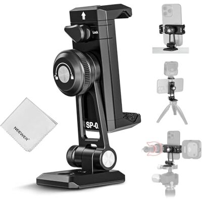 NEEWER SP-02 telefoonstatiefadapter met Arca-snelkoppelplaat, cold shoe, 360° rotatie, 180° kanteling en reinigingsdoek, opvouwbare houder, compatibel met iPhone Android Samsung voor video-opnamen NEEWER SP-02 telefoonstatiefadapter met Arca-snelkoppelplaat, cold shoe, 360° rotatie, 180° kanteling en reinigingsdoek, opvouwbare houder, compatibel met iPhone Android Samsung voor video-opnamen