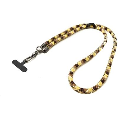 SYSTEM-S Schouderband, extra dik, voor smartphone hoes van nylon, geel/bruin SYSTEM-S Schouderband, extra dik, voor smartphone hoes van nylon, geel/bruin