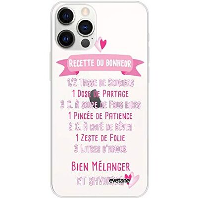 Evetane Beschermhoes compatibel met iPhone 12/12 Pro, zacht, siliconen, robuust, ultradun, transparant, recept voor geluk, modieus motief Evetane Beschermhoes compatibel met iPhone 12/12 Pro, zacht, siliconen, robuust, ultradun, transparant, recept voor geluk, modieus motief