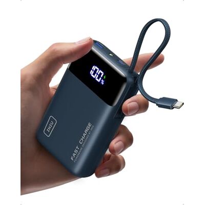 INIU Power Bank 20000mAh, Klein 45W PD Snel Opladen Externe Batterij met Geïntegreerde USB C Kabel, Vliegveilig Reizen Powerbank voor iPhone 17 16 Pro Max Samsung S26 S25 Xiaomi iPad enz, Blauw INIU Power Bank 20000mAh, Klein 45W PD Snel Opladen Externe Batterij met Geïntegreerde USB C Kabel, Vliegveilig Reizen Powerbank voor iPhone 17 16 Pro Max Samsung S26 S25 Xiaomi iPad enz, Blauw