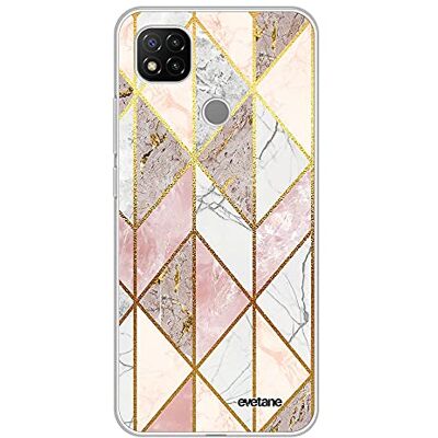 Evetane Beschermhoes compatibel met Xiaomi Redmi 9C 360 rondom beschermhoes, voorzijde, robuust, transparant, marmer, roze, ruit, modieus motief Evetane Beschermhoes compatibel met Xiaomi Redmi 9C 360 rondom beschermhoes, voorzijde, robuust, transparant, marmer, roze, ruit, modieus motief