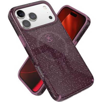 Speck CANDYSHELL Grip +MS Hoesje voor iPhone 17 Pro Max Plumberry Glitter Slanke Beschermende Grip Valbescherming MagSafe Compatibel Speck CANDYSHELL Grip +MS Hoesje voor iPhone 17 Pro Max Plumberry Glitter Slanke Beschermende Grip Valbescherming MagSafe Compatibel