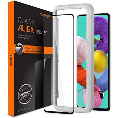 Spigen , AlignMaster, pantserglas beschermfolie voor Samsung Galaxy A51, positioneringshulp voor installatie, zwart volledige afdekking, hoesvriendelijk, 9H gehard glas, Galaxy A51 pantserglas (AGL01051) Spigen , AlignMaster, pantserglas beschermfolie voor Samsung Galaxy A51, positioneringshulp voor installatie, zwart volledige afdekking, hoesvriendelijk, 9H gehard glas, Galaxy A51 pantserglas (AGL01051)