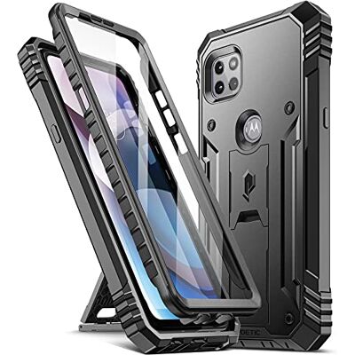 POETIC Revolution Series Hoesje voor Moto One 5G Ace, full-body robuuste dubbellaagse schokbestendige beschermhoes met standaard en ingebouwde schermbeschermer, zwart POETIC Revolution Series Hoesje voor Moto One 5G Ace, full-body robuuste dubbellaagse schokbestendige beschermhoes met standaard en ingebouwde schermbeschermer, zwart