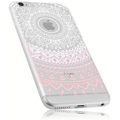 mumbi Hoes compatibel met iPhone 6 / 6S telefoonhoes met mandala-motief roze, transparant mumbi Hoes compatibel met iPhone 6 / 6S telefoonhoes met mandala-motief roze, transparant