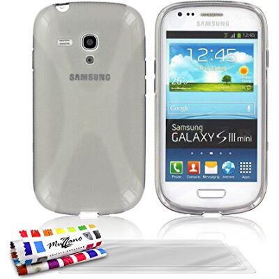 MUZZANO beschermhoes voor Samsung I8190, ‘Le X’ Premium, Grijs + 3 schermbeveiligingen MUZZANO beschermhoes voor Samsung I8190, ‘Le X’ Premium, Grijs + 3 schermbeveiligingen