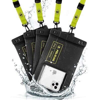Pelican Marine 4 Pack IP68 drijvend waterdicht telefoonhoesje/hoesje (XL-maat) iPhone 15 Pro Max/ 14 Pro Max/13 Pro Max/12 Pro Max/S23 Ultra/Pixel 8 Afneembare Lanyard Zwart/Geel Pelican Marine 4 Pack IP68 drijvend waterdicht telefoonhoesje/hoesje (XL-maat) iPhone 15 Pro Max/ 14 Pro Max/13 Pro Max/12 Pro Max/S23 Ultra/Pixel 8 Afneembare Lanyard Zwart/Geel