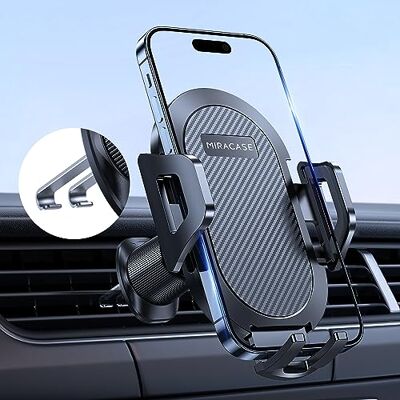 Miracase Mobiele telefoonhouder voor in de auto, nieuwe dubbele haak van staal, voor ventilatiegleuf, compatibel met iPhone 14/13/12, Samsung Xiaomi en andere smartphones serie Miracase Mobiele telefoonhouder voor in de auto, nieuwe dubbele haak van staal, voor ventilatiegleuf, compatibel met iPhone 14/13/12, Samsung Xiaomi en andere smartphones serie