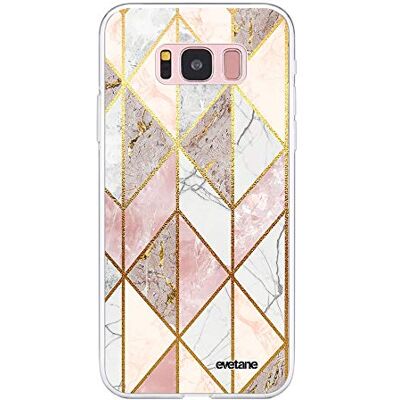 Evetane Beschermhoes compatibel met Samsung Galaxy S8 360 rondom beschermhoes, voorzijde, robuust, transparant, marmer, roze, ruit, modieus motief Evetane Beschermhoes compatibel met Samsung Galaxy S8 360 rondom beschermhoes, voorzijde, robuust, transparant, marmer, roze, ruit, modieus motief
