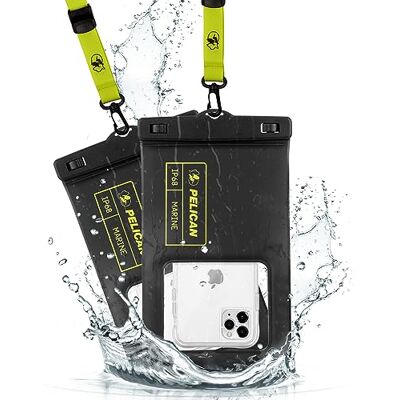 Pelican Marine 2 Pack IP68 Waterdicht Telefoon Pouch/Hoesje (XL Maat) Drijvend Telefoonhoesje iPhone 14 Pro Max/ 13 Pro Max/ 12 Pro Max/11/S23 Ultra/Pixel 7 Afneembare Lanyard Zwart/Geel Pelican Marine 2 Pack IP68 Waterdicht Telefoon Pouch/Hoesje (XL Maat) Drijvend Telefoonhoesje iPhone 14 Pro Max/ 13 Pro Max/ 12 Pro Max/11/S23 Ultra/Pixel 7 Afneembare Lanyard Zwart/Geel