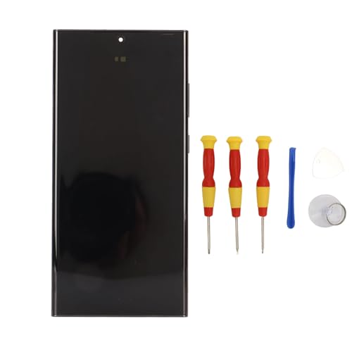 Topiky Touchscreen Digitizer Vergadering voor S23 Ultra S918U, Schermvervanging Touchscreen Digitizer Vergadering met Frame Vingerafdruk Functie, Reparatie Tools