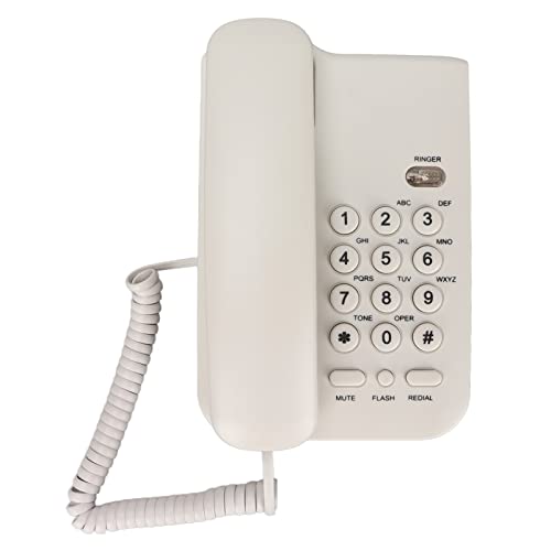 VBESTLIFE Vaste Telefoon, Witte Wandbekabelde Vaste Telefoon voor Thuis, Hotel, Kantoor, Bank, Callcenter