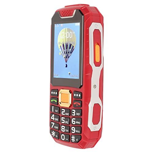Annadue 2G Senior Mobiele Telefoon, 2,8 Inch HD Mobiele Telefoon, 3D Big Button, 9 Familienummers, 32 MB, 64 MB, 1,3 MP, 13800 MAh Batterij, voor Senioren (Rood)