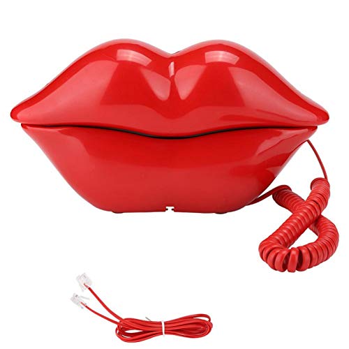 Heayzoki Vaste Telefoon, Lippen Vaste Telefoon, Desktop Vaste Telefoon, Leuke Lipvormige Telefoon voor Thuis, Kantoor, Winkels, Decor Leuke Cartoon Telefoon, voor Nieuwigheidscadeau(Rood)