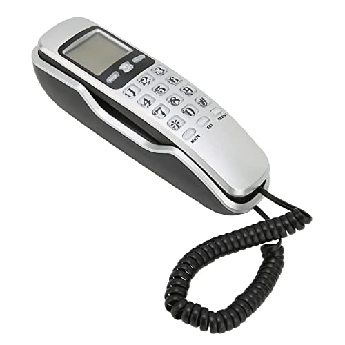 Cuifati Vaste Vaste Telefoons met Snoer, Vaste Wandtelefoon Vintage Wandgemonteerde Telefoons met LCD-scherm, Oproepgeheugen, Grote Knop, Vaste Telefoons voor Senioren, Vaste Telefoon voor Thuis(Zilver)