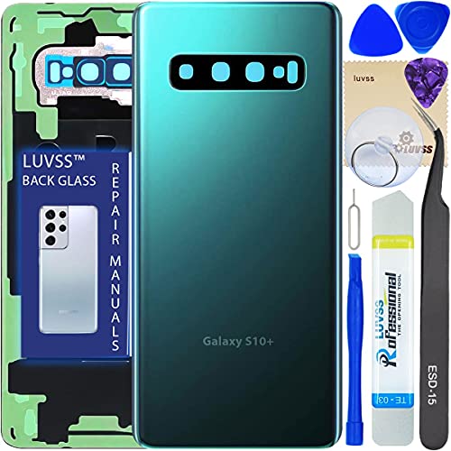 LUVSS Achterkant Glas voor Samsung Galaxy S10+ Plus G975 Groen Back Cover met Cameralens en Lijm Werktuigen Vervangen Reparatieset