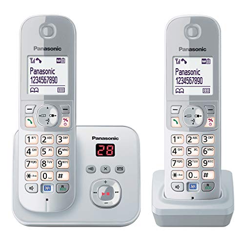 Panasonic KX-TG6822GS, KX-TG6822 DECT Draadloze Telefoon, met Antwoordapparaat, 2 Telefoons + Antwoordapparaat, DUO, Parelzilver,Duo mit Anrufbeantworter