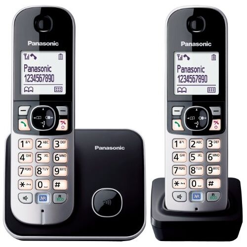 Panasonic KX-TG6812 DECT-telefoon met beller-identificatie, zwart, grijs telefoon (DECT-telefoon, luidspreker, 120 ingangen, beller-identificatie, zwart, grijs) [Franse versie]