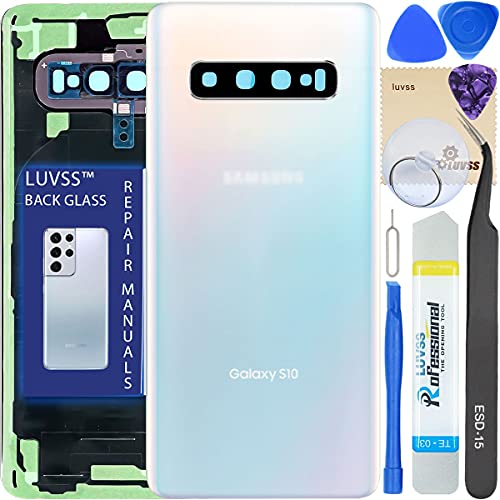 LUVSS Achterkant Glas voor Samsung Galaxy S10 G973 Wit Back Cover met Cameralens en Lijm Werktuigen Vervangen Reparatieset